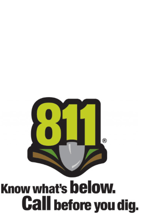 811 Know what's below. Call before you dig. 