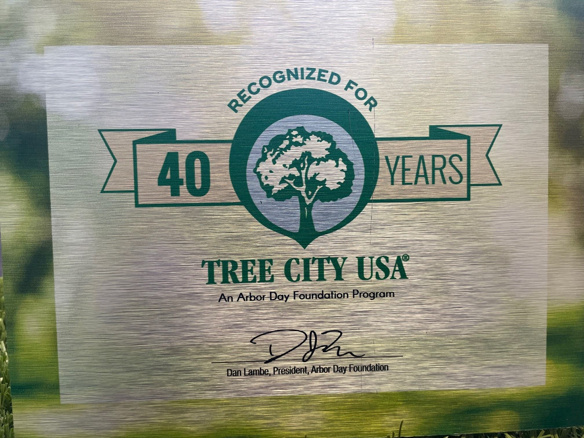 TREE CITY USA PLAQUE FOR CITY OF PIERRE