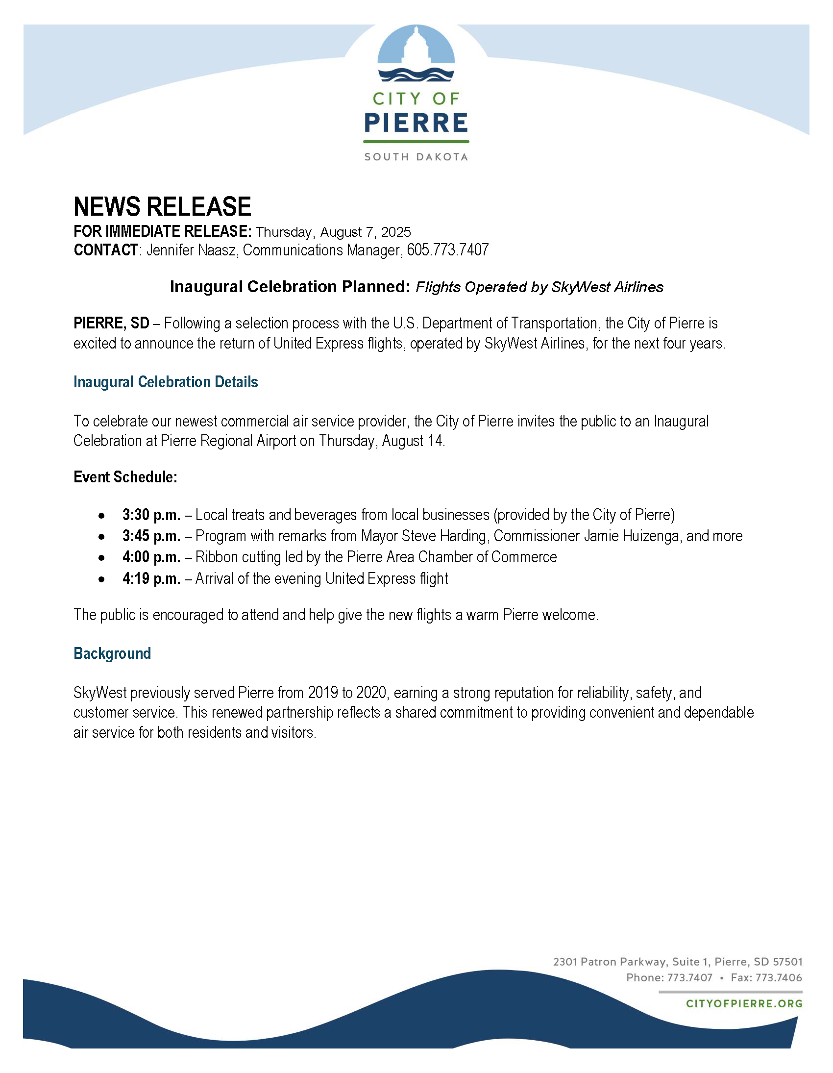 NEWS RELEASE_INAUGURAL CELEBRATION